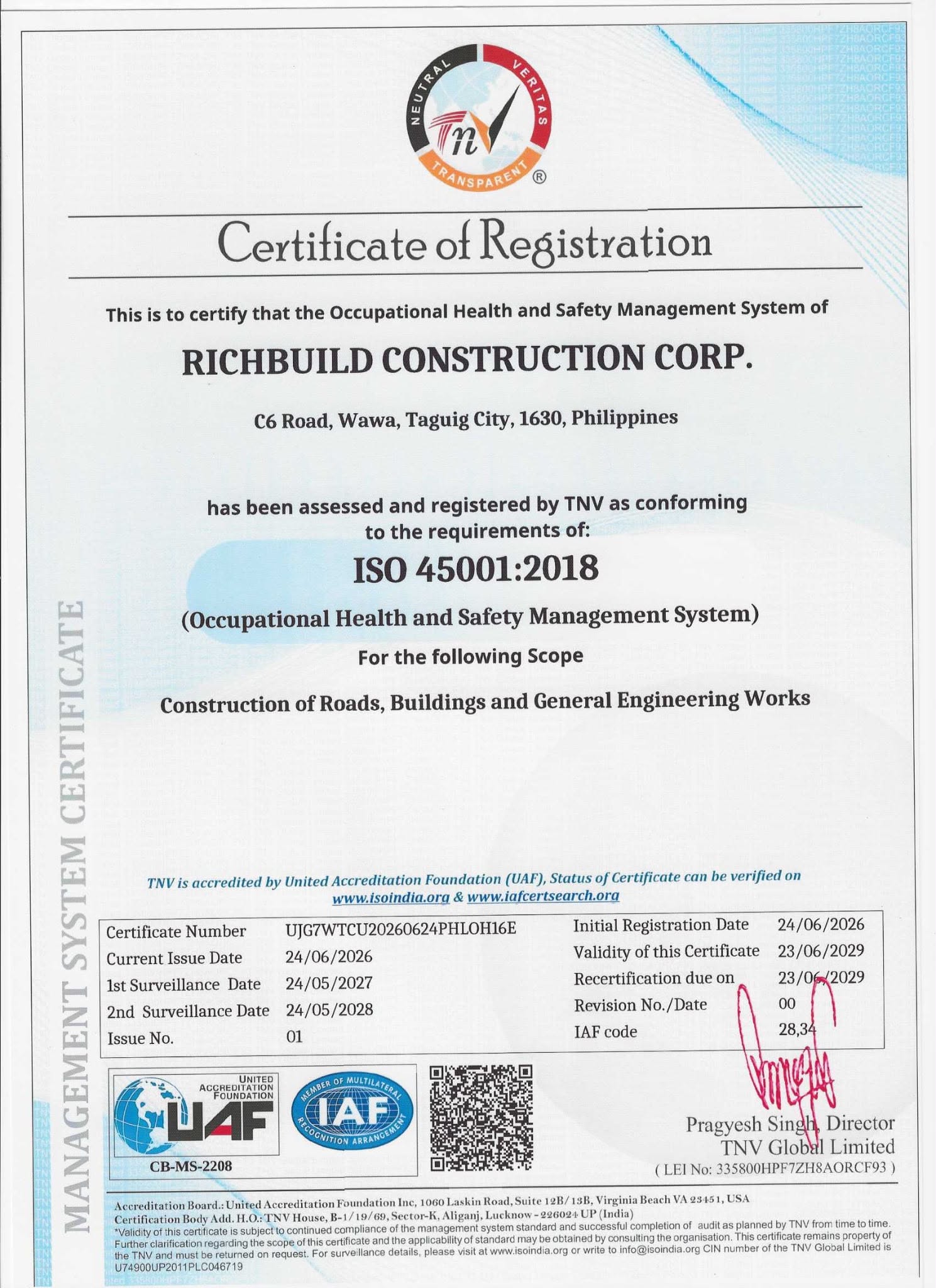 ISO Certified Occupational Health and Safety Management System